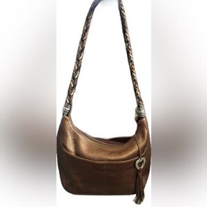 Brighten Shoulder Bag Pebble Leather Beautiful Copper Braided Metallic strap too